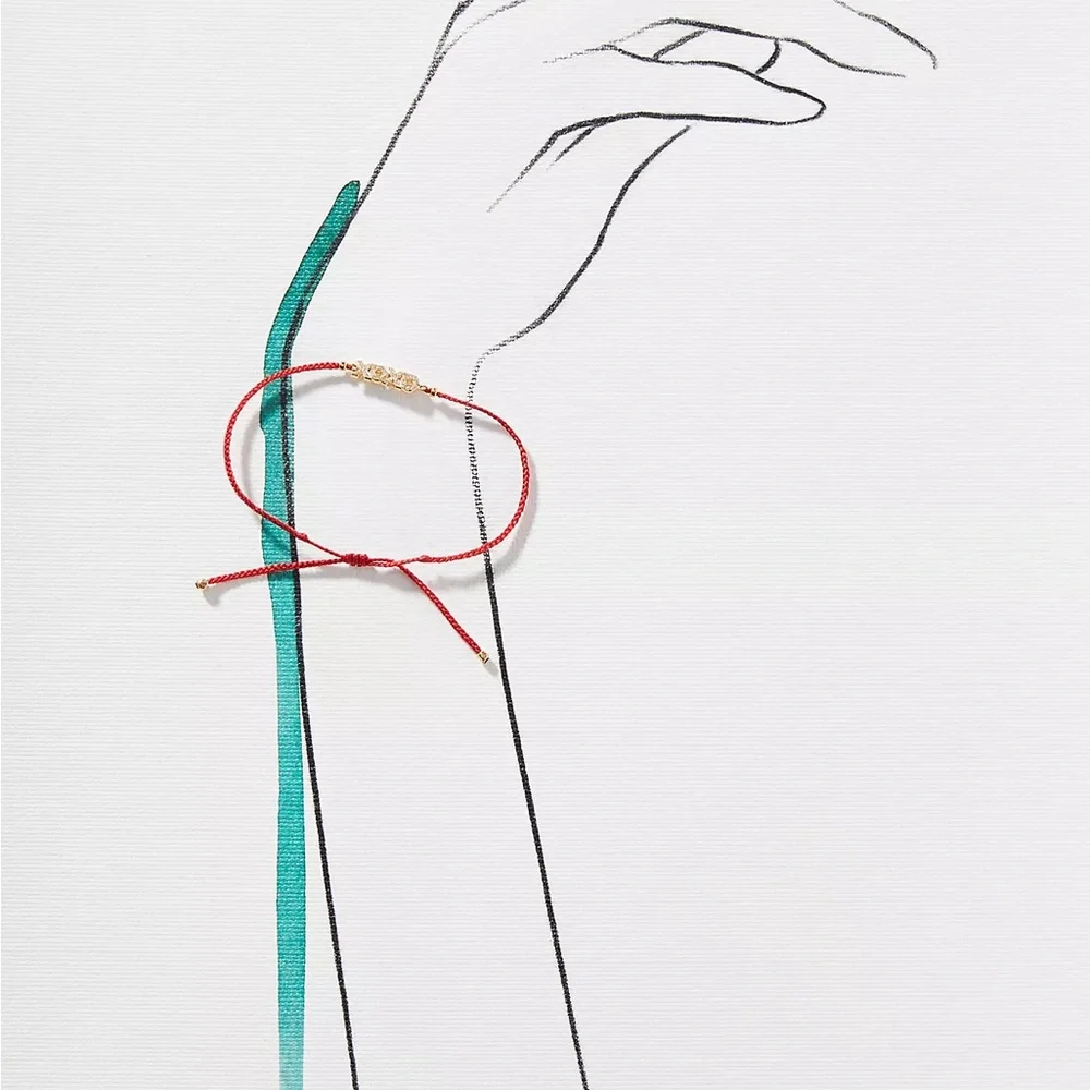 New Anthropologie Mystical Cord Tie Bracelet Red Valentine - Picture 3 of 6